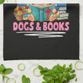 犬と本と読書が好きな女の子 キッチンタオル (折り畳み)