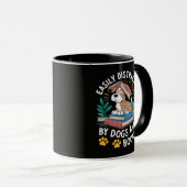 犬と本に気を取られがち 面白いペットグッズ マグカップ (正面右)