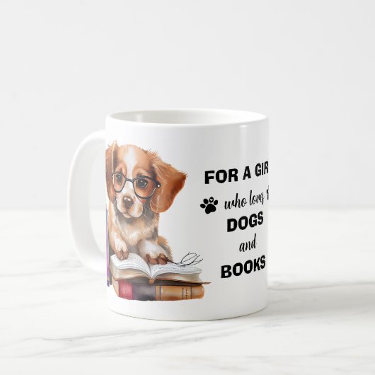 犬と本の好き コーヒーマグカップ (正面左)