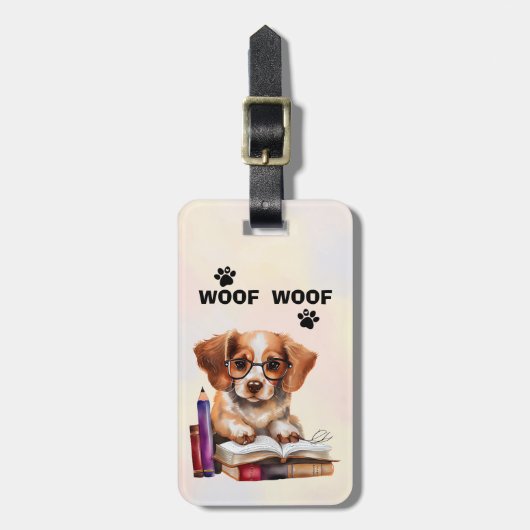 犬と本の好き ラゲッジタグ (正面縦)