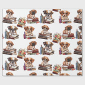 犬と本の好き ラッピングペーパー (フラット)