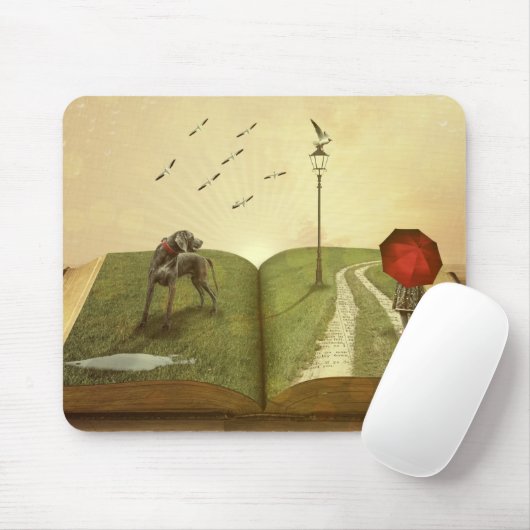 犬と本 マウスパッド (マウス)