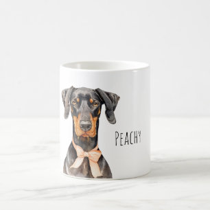 犬と桃のリボン コーヒーマグカップ