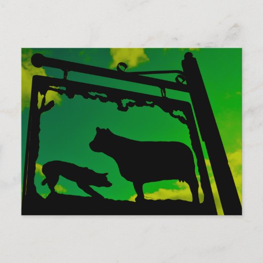 犬と牛。 ポストカード (正面)