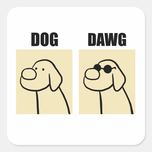 犬と犬かわいい犬パンのステッカー スクエアシール (正面)