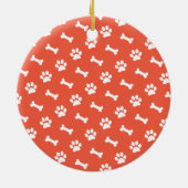 犬と犬の愛犬ペットの初めてのクリスマス写真 セラミックオーナメント (裏面)