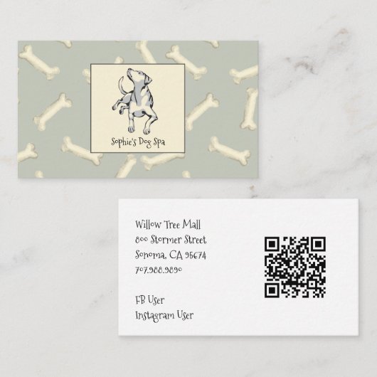 犬と犬の骨パターン犬のグルーミングスパ 名刺 (正面/裏面)