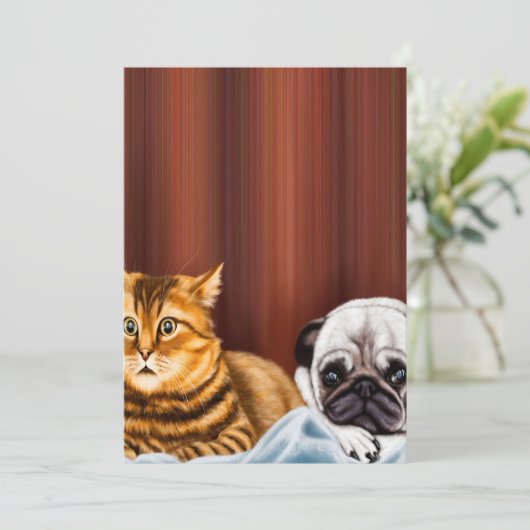 犬と猫がテレビを見る |かわいいPUGの所有者 シーズンカード (スタンド正面)