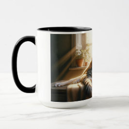 犬と猫が抱きしめている。 マグカップ