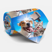 犬と猫が携帯電話で自撮った ネクタイ (ロール)