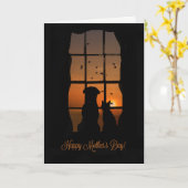 犬と猫が母の日を幸せに カード (黄色い花)