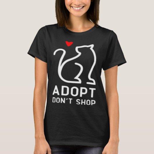 犬と猫がDon Adoption Animal Suppoを採用 Tシャツ (正面)