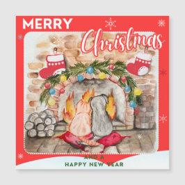 犬と猫との居心地の良いクリスマスマンテル