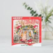 犬と猫との居心地の良いクリスマスマンテル (スタンド正面)