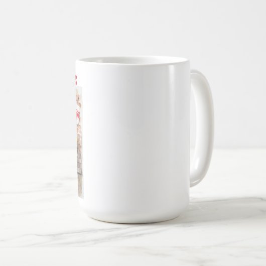 犬と猫との居心地の良いクリスマスマンテル コーヒーマグカップ (正面右)