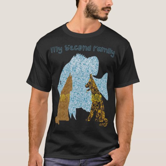犬と猫との魚 Tシャツ (正面)