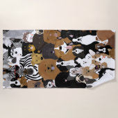 犬と猫と鶏ビーチタオル ビーチタオル (正面)