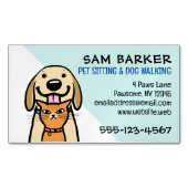 犬と猫のかわいいペット座おもしろい動物愛好家 マグネット名刺 (正面)