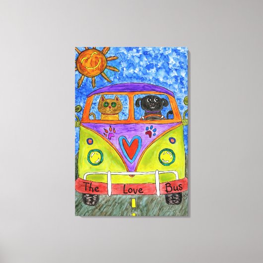 犬と猫のキャンバス24"x 36" キャンバスプリント (正面)