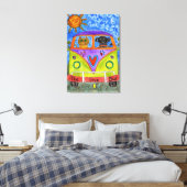 犬と猫のキャンバス24"x 36" キャンバスプリント (インサイチュ (寝室))