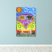 犬と猫のキャンバス24"x 36" キャンバスプリント (インサイチュ (ウッドフロア))