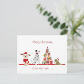 犬と猫のクリスマスギフトツリー シーズンポストカード (スタンド正面)