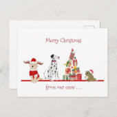 犬と猫のクリスマスギフトツリー シーズンポストカード (正面/裏面)