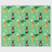 犬と猫のクリスマス紙 ラッピングペーパー (フラット)