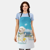 犬と猫のサイクリングby the sea エプロン (着用した状態)