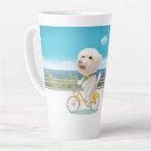 犬と猫のサイクリングby the sea カフェラテマグ (左アングル)