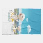 犬と猫のサイクリングby the sea キッチンタオル (横)