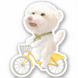 犬と猫のサイクリングby the sea シール