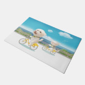 犬と猫のサイクリングby the sea ドアマット (アングル)