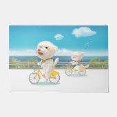 犬と猫のサイクリングby the sea ドアマット (正面)