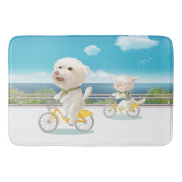 犬と猫のサイクリングby the sea バスマット