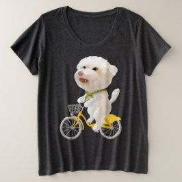 犬と猫のサイクリングby the sea プラスサイズTシャツ