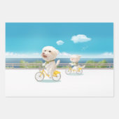 犬と猫のサイクリングby the sea ラッピングペーパーシート (正面3)