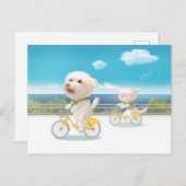 犬と猫のサイクリングby the sea 案内ポストカード (正面/裏面)