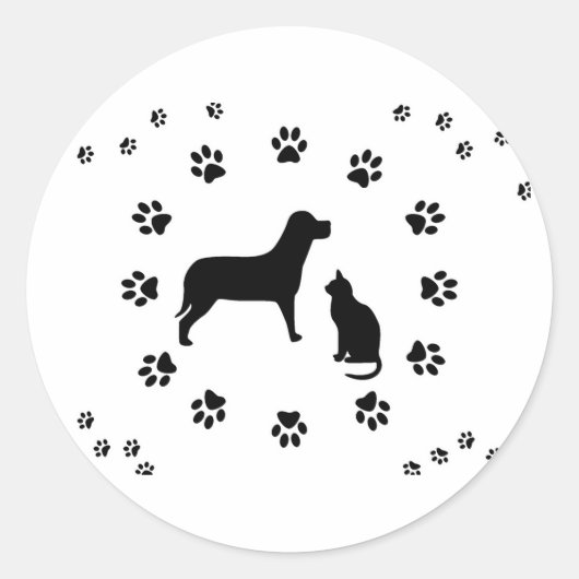 犬と猫のシール ラウンドシール (正面)