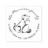 犬と猫のスクリプトモダンファミリー差出人住所 セルフインキングスタンプ (デザイン)