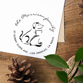 犬と猫のスクリプトモダンファミリー差出人住所 セルフインキングスタンプ