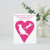 犬と猫のハート ポストカード (スタンド正面)