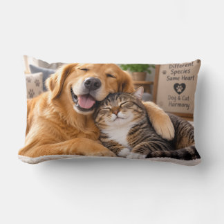 犬と猫のハーモニー ランバークッション