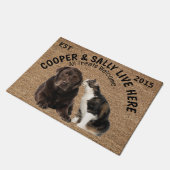 犬と猫のパーソナライズされたペット ドアマット (アングル)