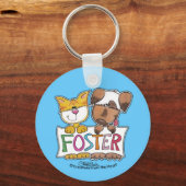 犬と猫のホールドFOSTERバナー キーホルダー (正面)
