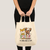 犬と猫のホールドFOSTERバナー トートバッグ (正面(商品))