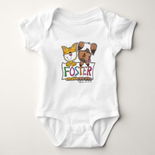犬と猫のホールドFOSTERバナー ベビーボディスーツ (正面)