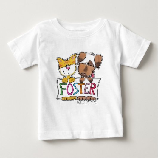 犬と猫のホールドFOSTERバナー ベビーTシャツ (正面)