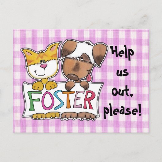 犬と猫のホールドFOSTERバナー ポストカード (正面)