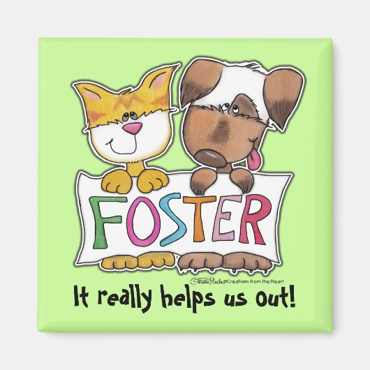 犬と猫のホールドFOSTERバナー マグネット (正面)